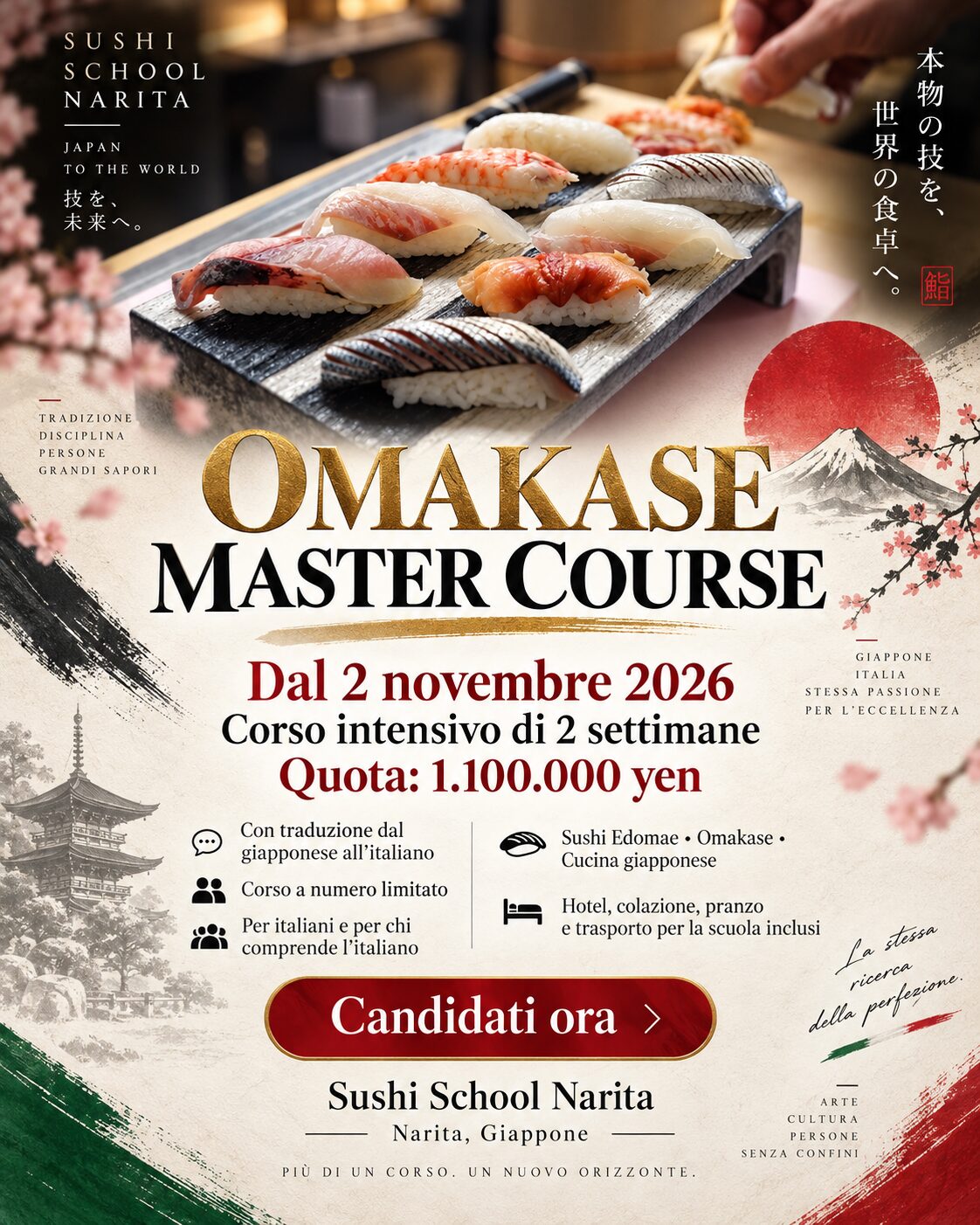OMAKASE MASTER COURSE IN JAPAN 2026 Edizione Speciale con Interpretariato in Italiano